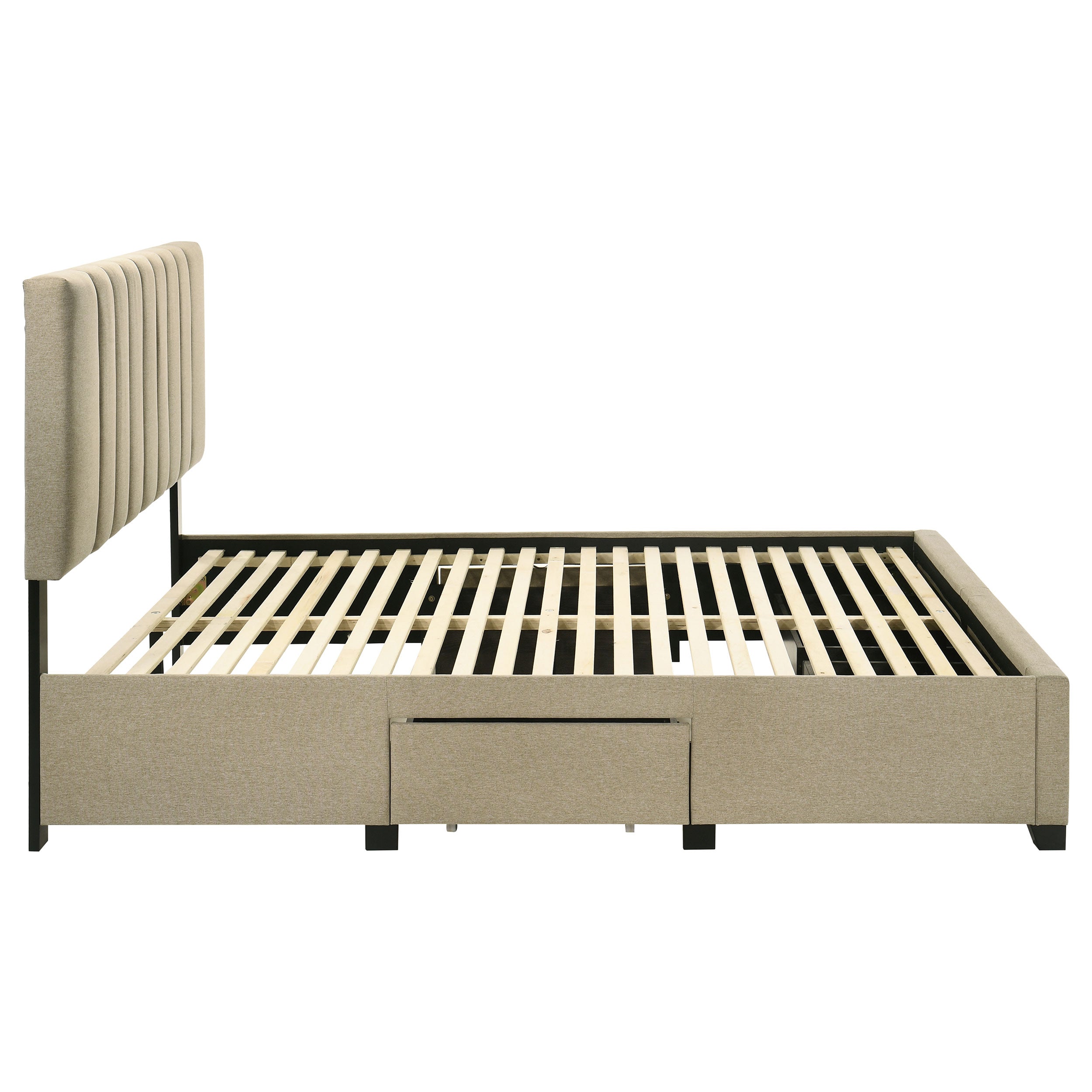 Wheatland 4-drawer Upholstered Queen Storage Bed Light Brown — view 8
