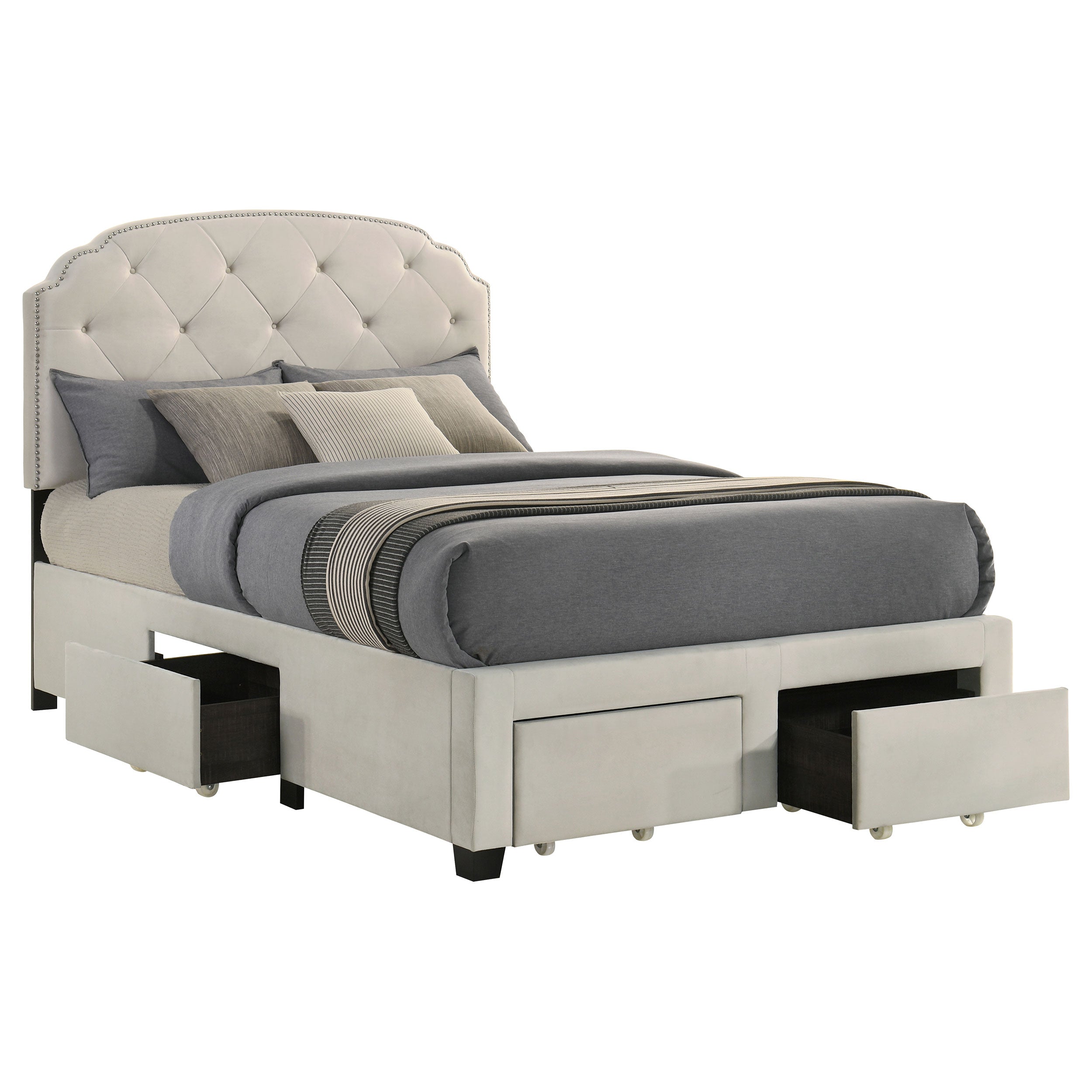Marianna 4-drawer Upholstered Full Storage Bed Cream — view 6