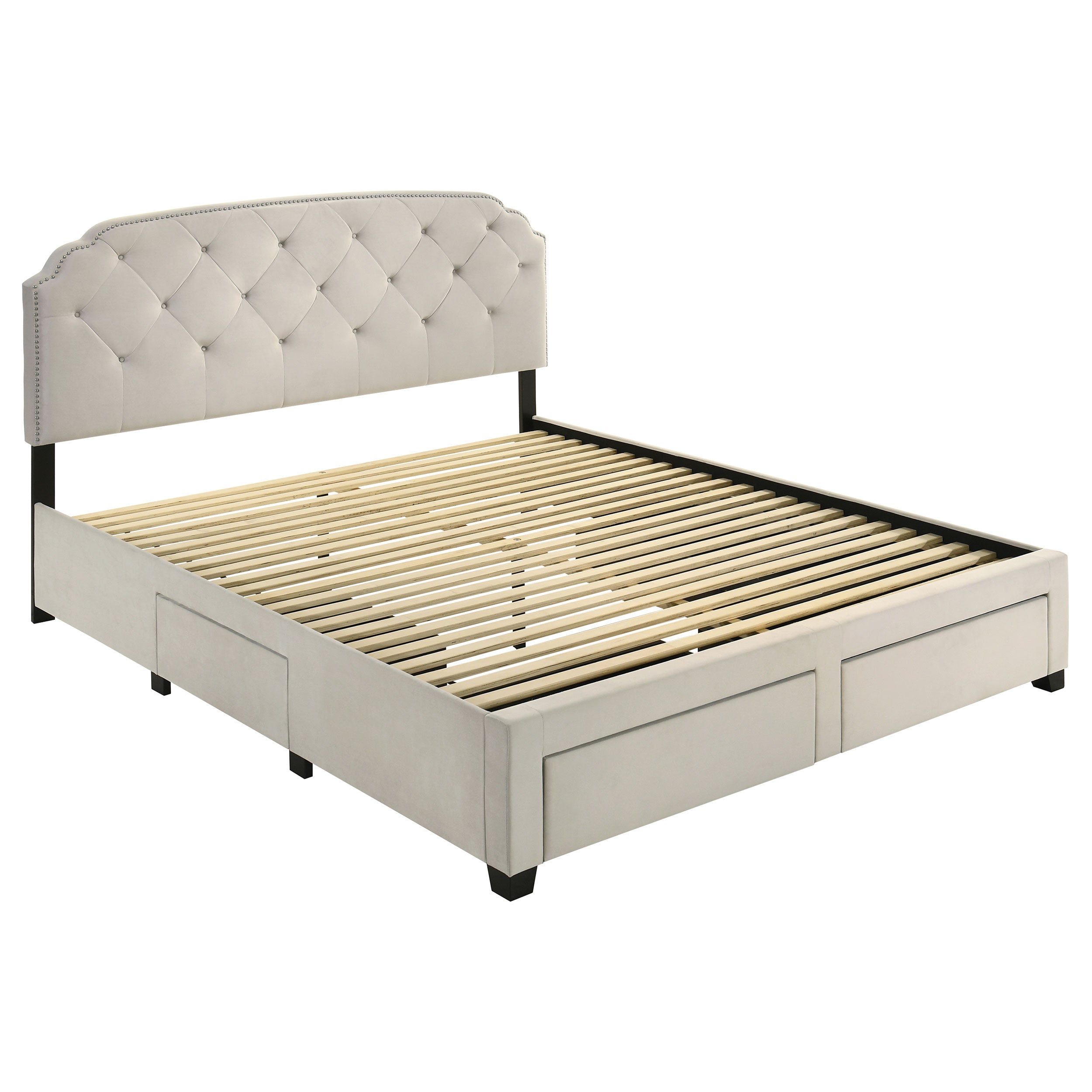 Marianna 4-drawer Upholstered Eastern King Storage Bed Cream — view 4