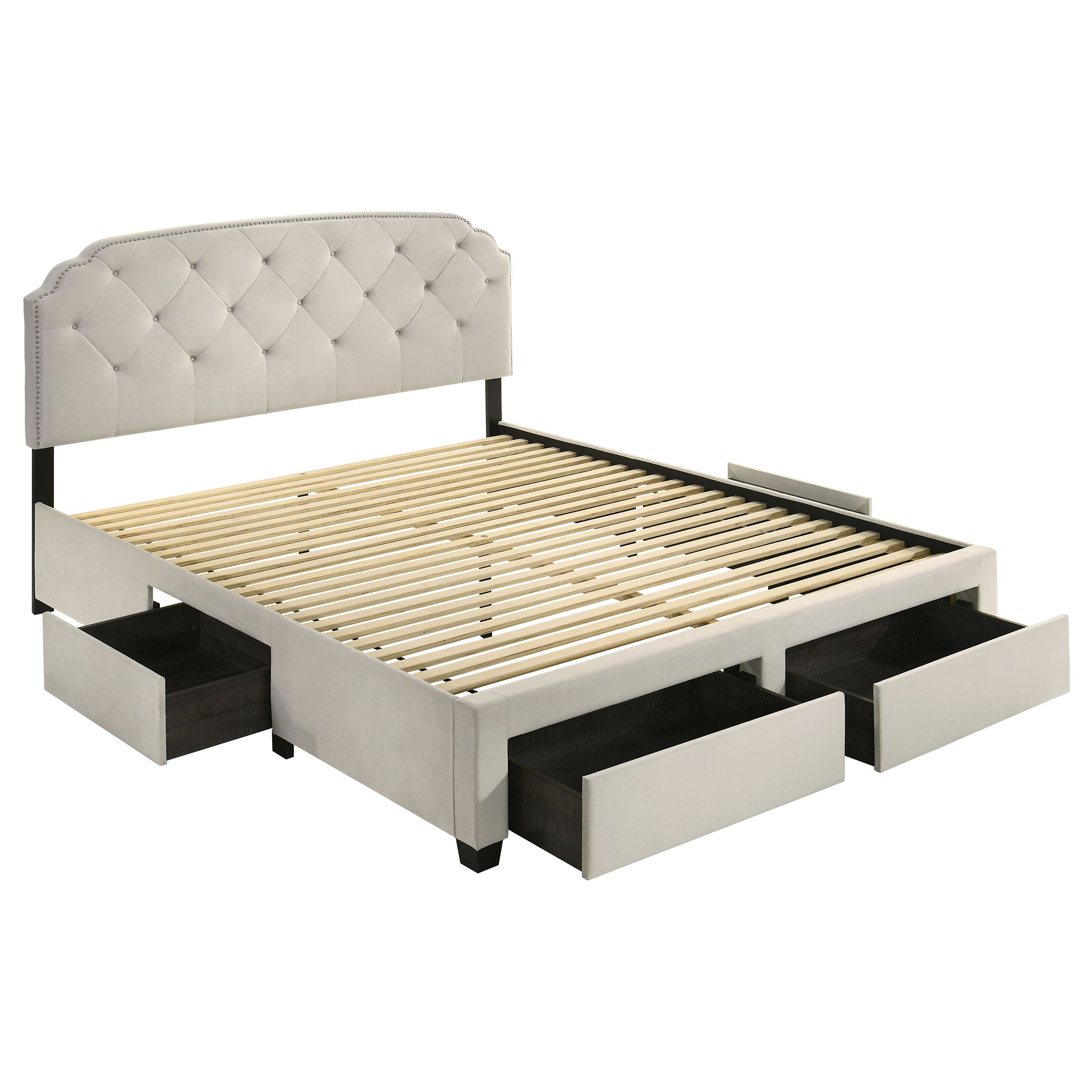Marianna 4-drawer Upholstered Eastern King Storage Bed Cream — view 1