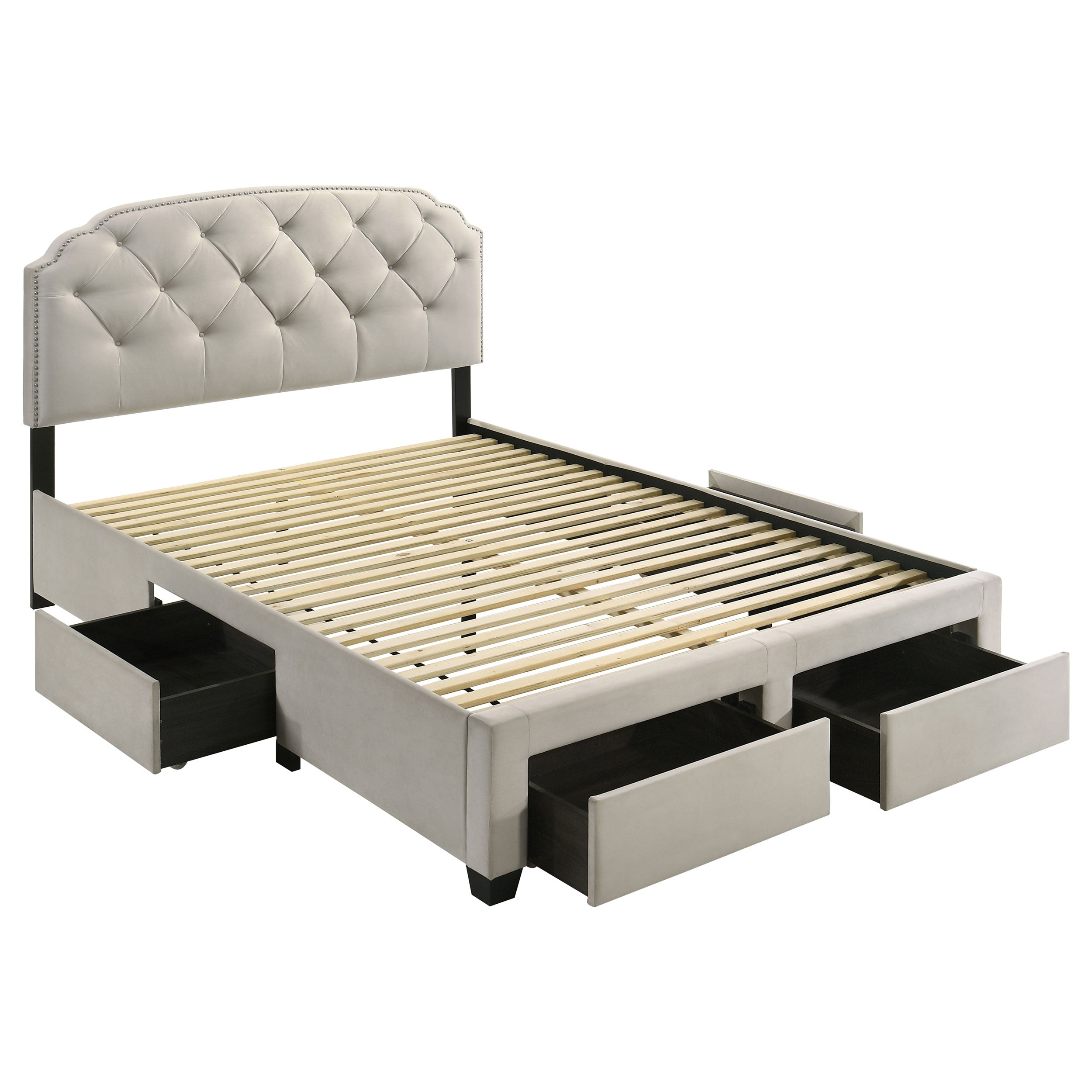 Marianna 4-drawer Upholstered Queen Storage Bed Cream — view 1