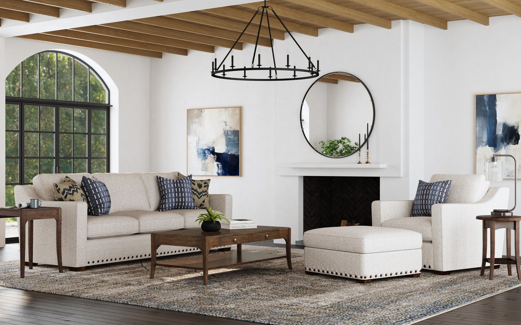 Milo - Fabric Sofa With Nailhead Trim