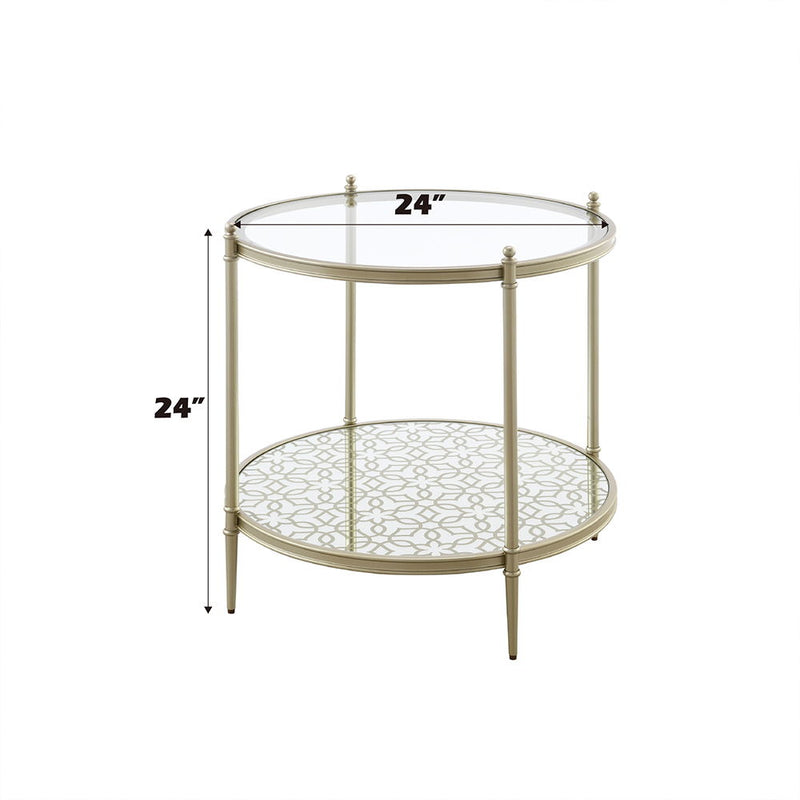 Zaba - End Table - Glass Top & Champagne