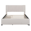 Upholstered Platform Bed With Drawers, Classic Headboard Design