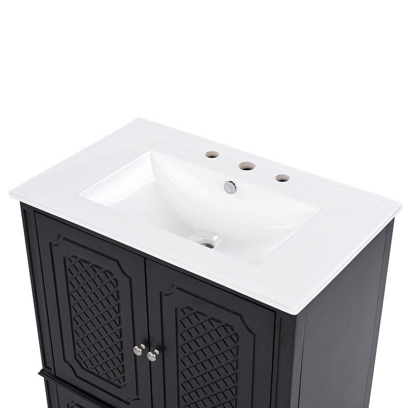 Vintage Style Bathroom Vanity With Sink, Multi Functional Storage, Soft-Closing Door