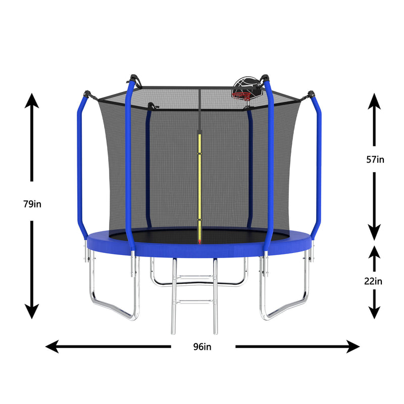 Trampoline With Basketball Hoop, Astm Approved Reinforced Type Outdoor Trampoline With Enclosure Net