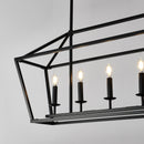 5 Light Farmhouse Kitchen Island Lighting, 5 Light Industrial Linear Chandelier For Dining Room Metal Hanging Pendant Light Fixture For Bedroom Living Room Hallway Conference Room - Matte Black