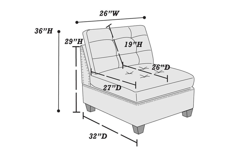 Modular Sofa Set 6pc Set Living Room Furniture Sofa Loveseat Tufted Couch Nail heads Black Coffee Linen Like Fabric 4x Corner Wedge 1x Armless Chair and 1x Ottoman
