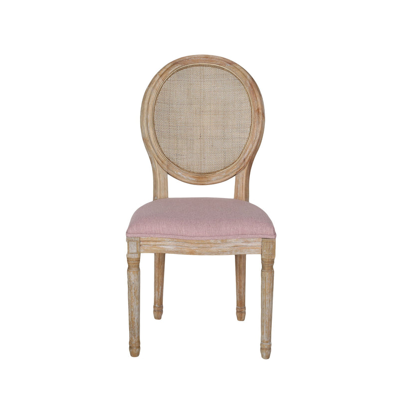 Elegant Dining Chair Set With Cane And Fabric Upholstery