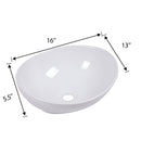 Oval Vessel Bathroom Sink - White
