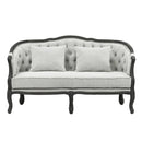 Samael - Loveseat With 2 Pillows - Gray Linen & Dark Brown