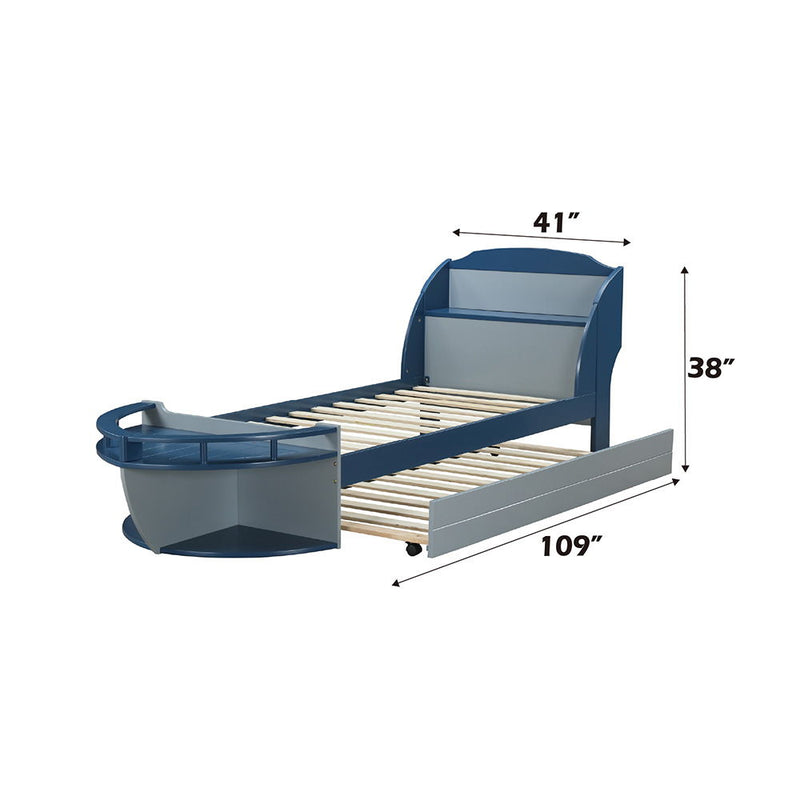 Neptune II - Twin Bed - Gray & Navy - Atlantic Fine Furniture Inc