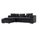 Modern L Shaped Sectional Sofa With Chenille Upholstery And Wooden Storage