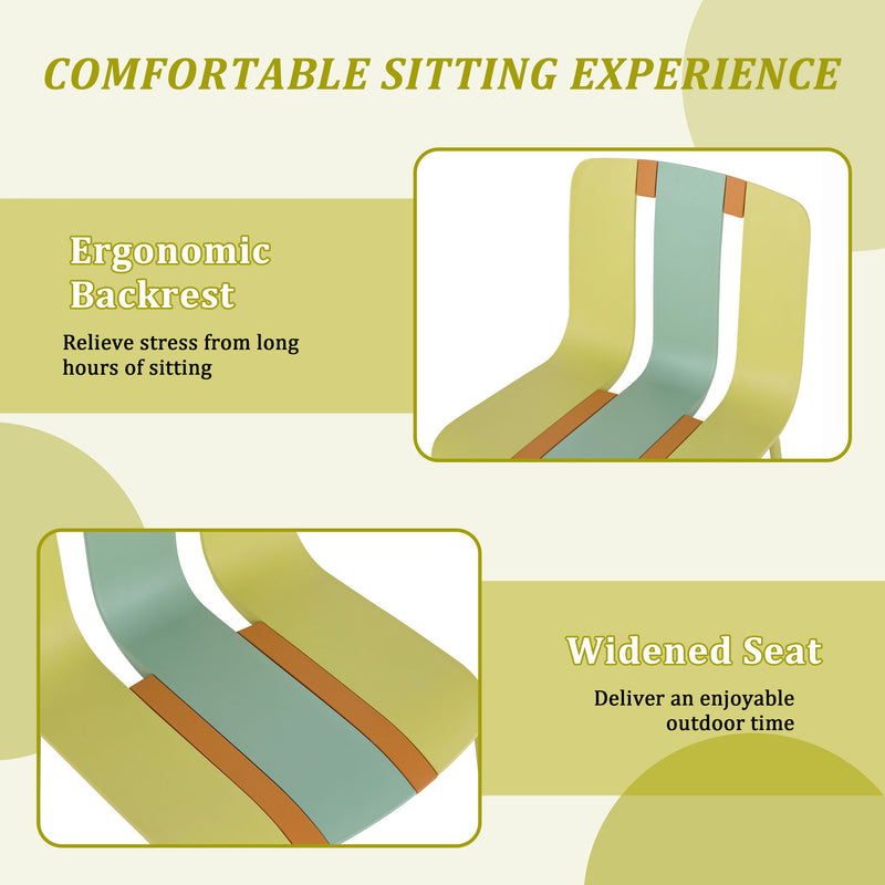 Modern Striped Blocking Single Chairs, Waterproof And Fade Resistant (Set of 4)