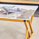 Coffee Table With A Natural And Smooth Marble Pattern On The Surface - Gold