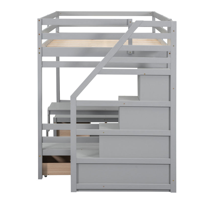 Bunk With Staircase, The Down Bed Can Be Convertible To Seats And Table Set