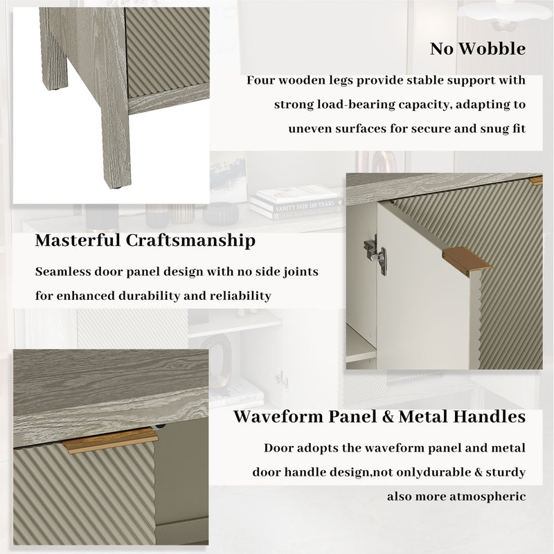 Buffet Cabinet With 4 Doors, Storage Sideboard For Living Room, Dining Room - Champagne