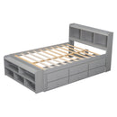 Bed With Bookcase Headboard, Under Bed Storage Drawers And Bed End Storage Case