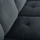 Modern L Shaped Fabric Sectional Sofa With Tufted Detail - Charcoal