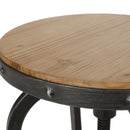 Industrial Firwood Adjustable Height Swivel Barstools (Set of 2) Metal & Wood - Natural / Pewter