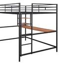 Full Metal Loft Bed with Desk and Shelve, Black