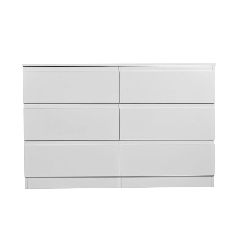 Modern 6 Drawer Dresser With Spacious Countertop And Concealed Handles, Storage Cabinet For Bedroom And Living Room - White