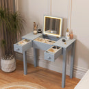 Vanity Table With LED Lights, Flip-Top Mirror And 2 Drawers, Jewelry Storage