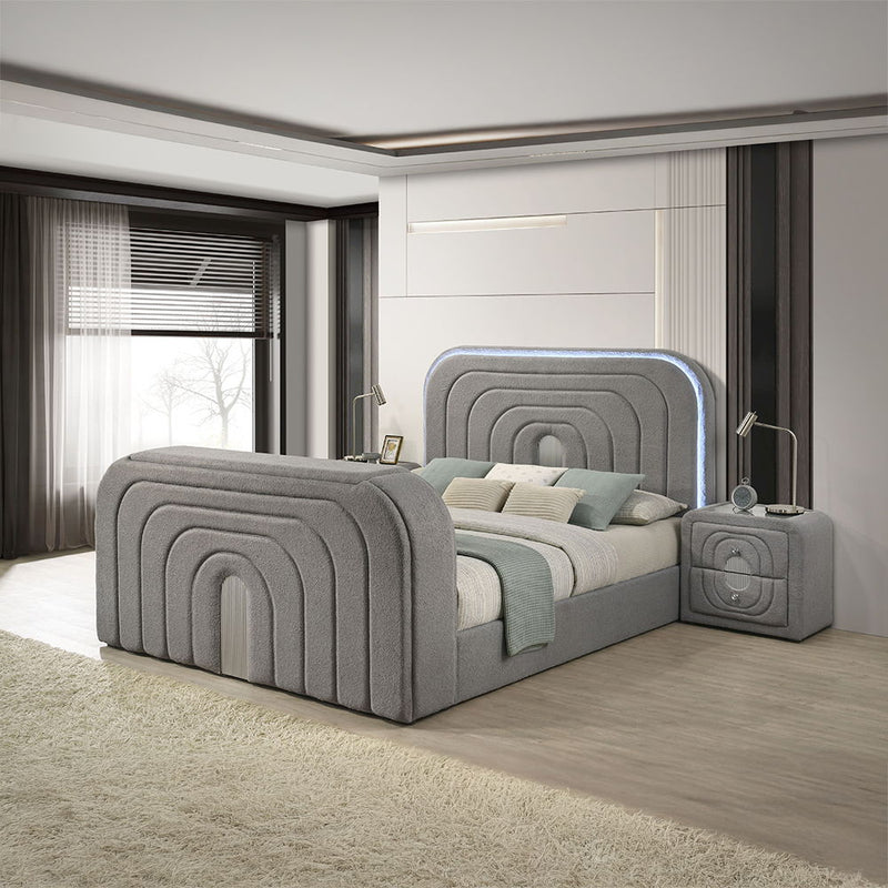 Shelyn - Bed With Led, TV Stand, Fireplace & Bluetooth