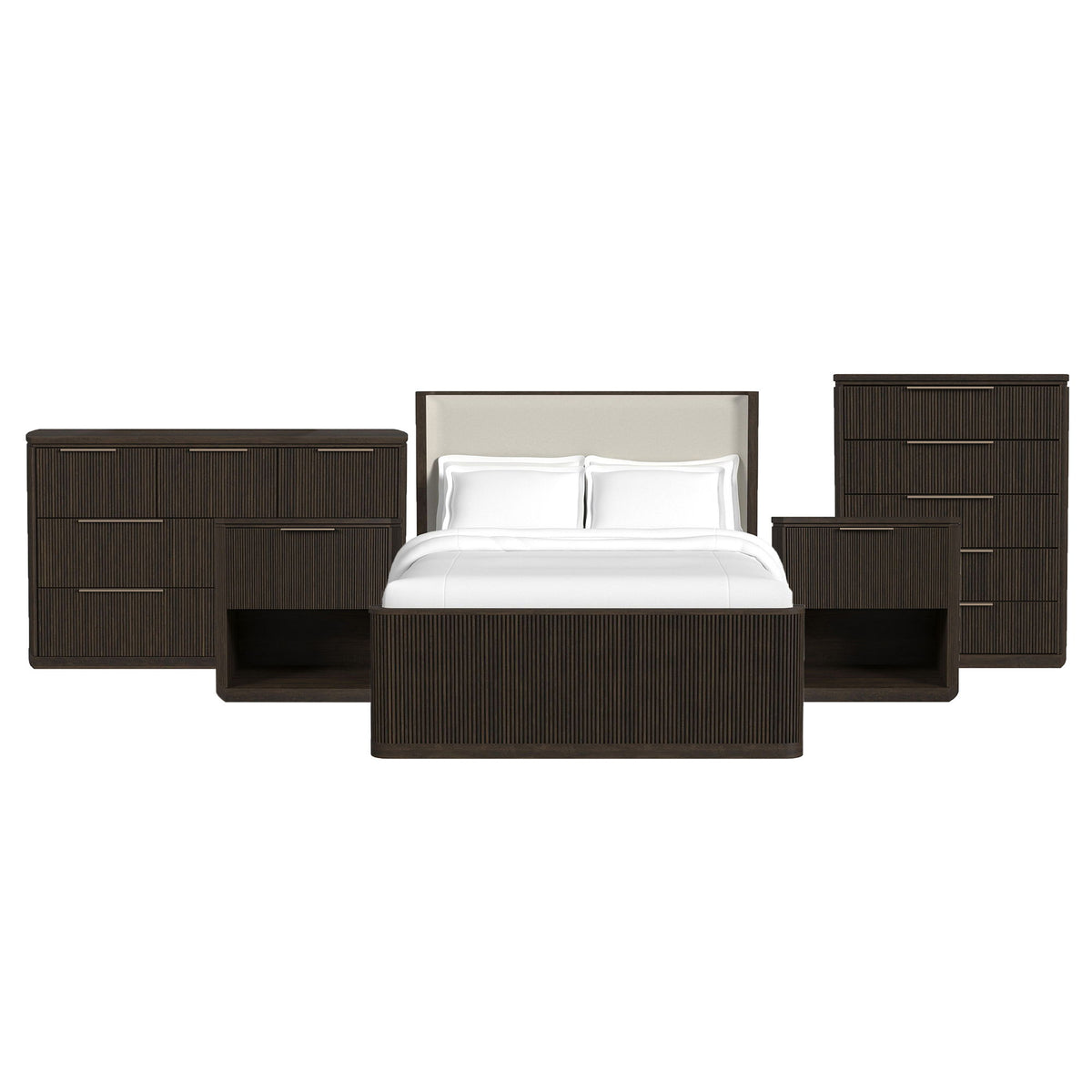 Sylvie Bedroom Set With Upholstered Bed in Dark Brown by Elements International, view 5