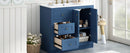 Bathroom Vanity With Ceramic Sink, Bathroom Storage Cabinet With 2 Drawers & Shelf, Freestanding Bathroom Cabinet - Blue