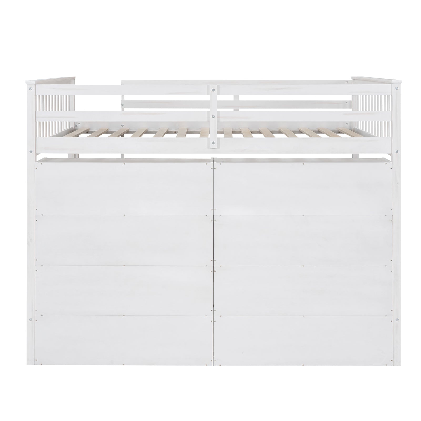 Full Size Loft Bed with 8 Open Storage Shelves and Built-in Ladder, White - Atlantic Fine Furniture Melbourne FL