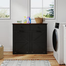 Double Tilt Out Trash Cabinet With Hideaway Drawer And Barn Door Style