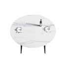 Modern Man-Made Stone Round Metal Dining Table-Position For 6 People