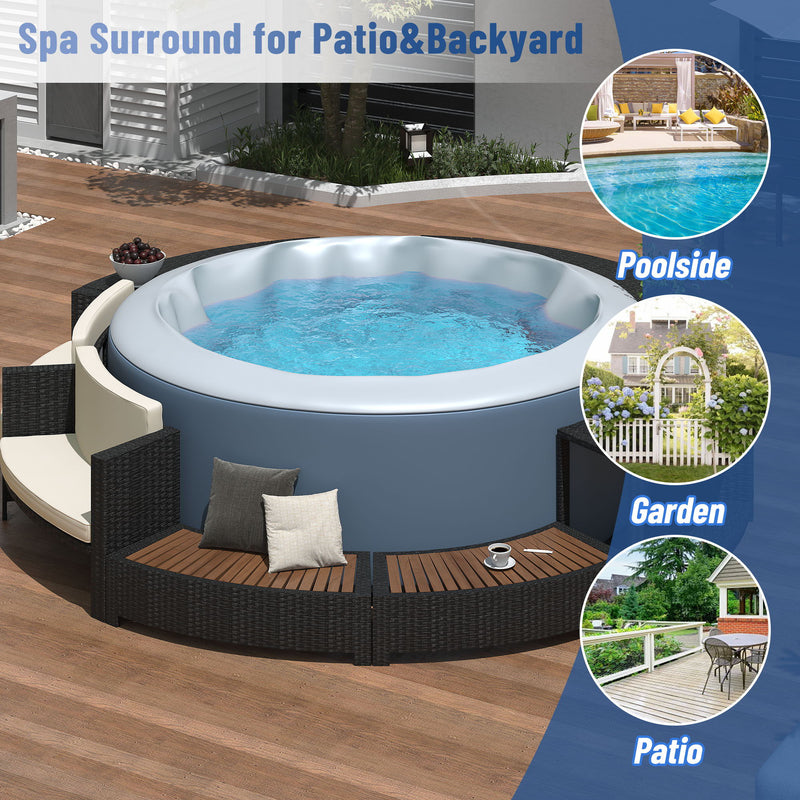 Spa Surround Spa Frame Patio Rattan Sofa Set With Storage Spaces, Mini Sofa And Comfortable Cushion For Patio, Backyard