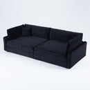 Elegant Corduroy Sofa With Throw Pillows And Backrests