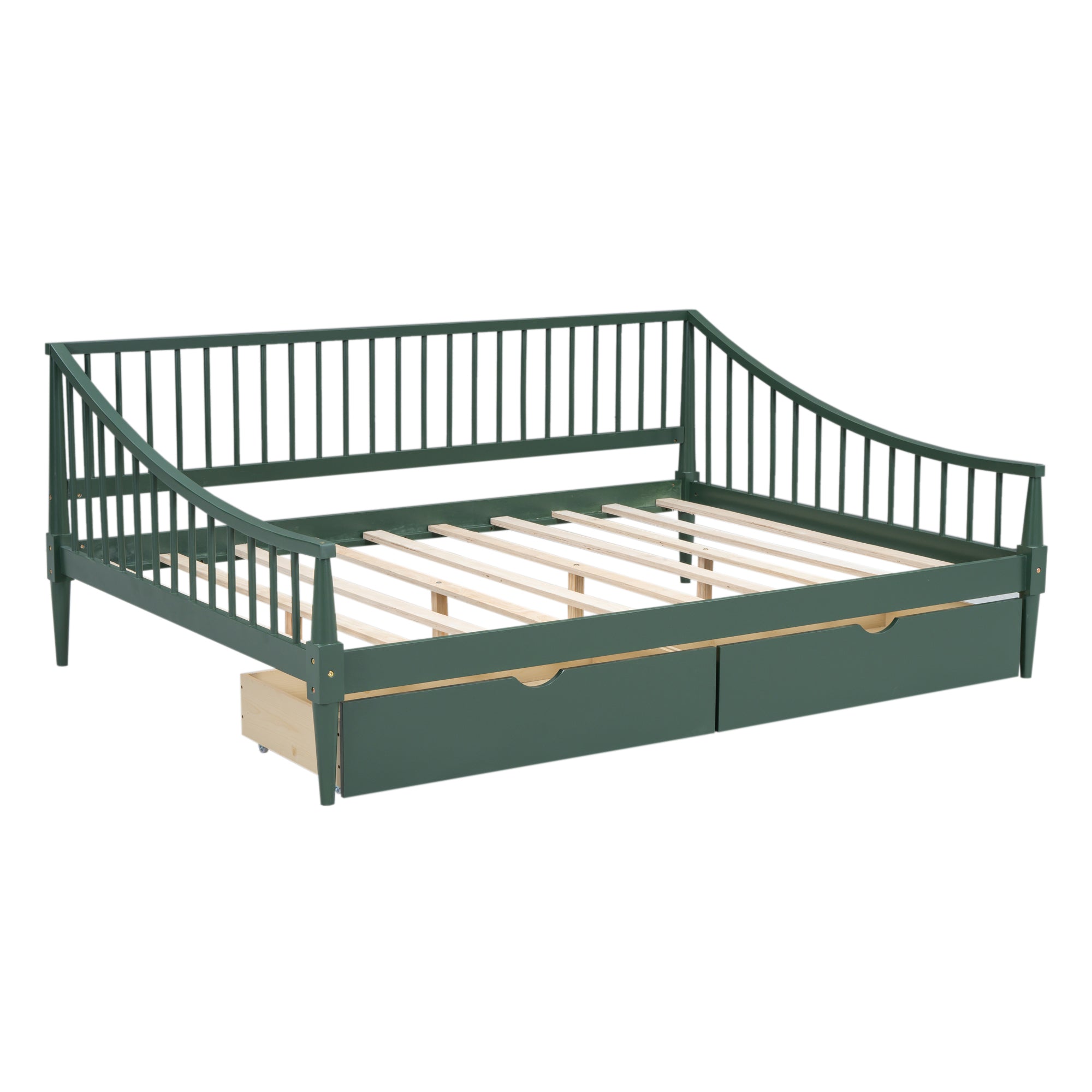 Full Size Daybed with Two Storage Drawers and Support Legs, Green - Atlantic Fine Furniture Melbourne FL