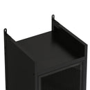 Glass Door Cabinet With Tier Storage