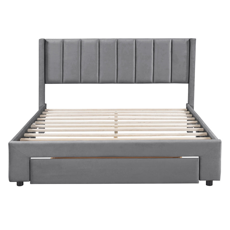 Storage Elegant Upholstered Platform Bed With Drawer