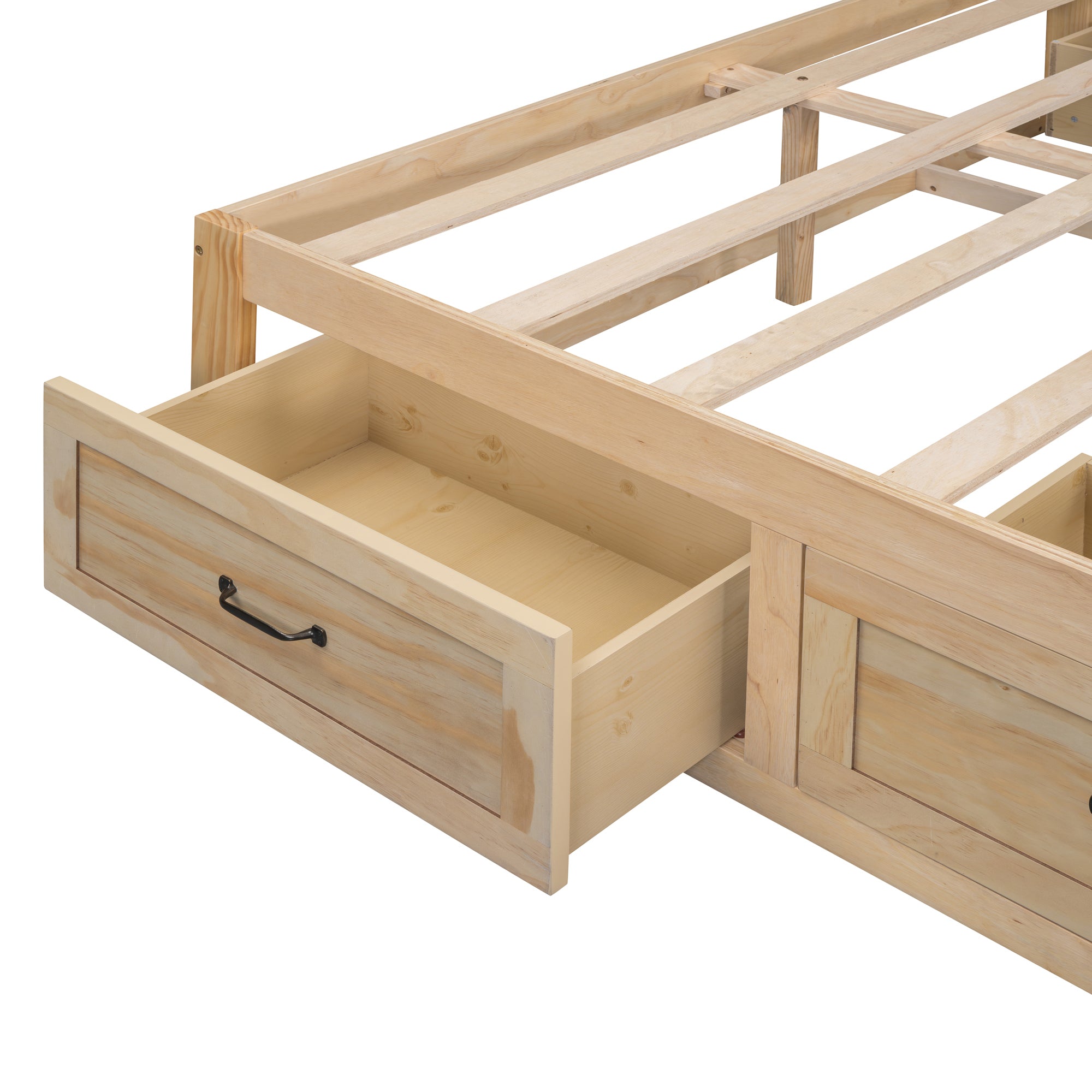 Queen Size Platform Bed with 6 Storage Drawers,Antique Natural - Atlantic Fine Furniture Melbourne FL