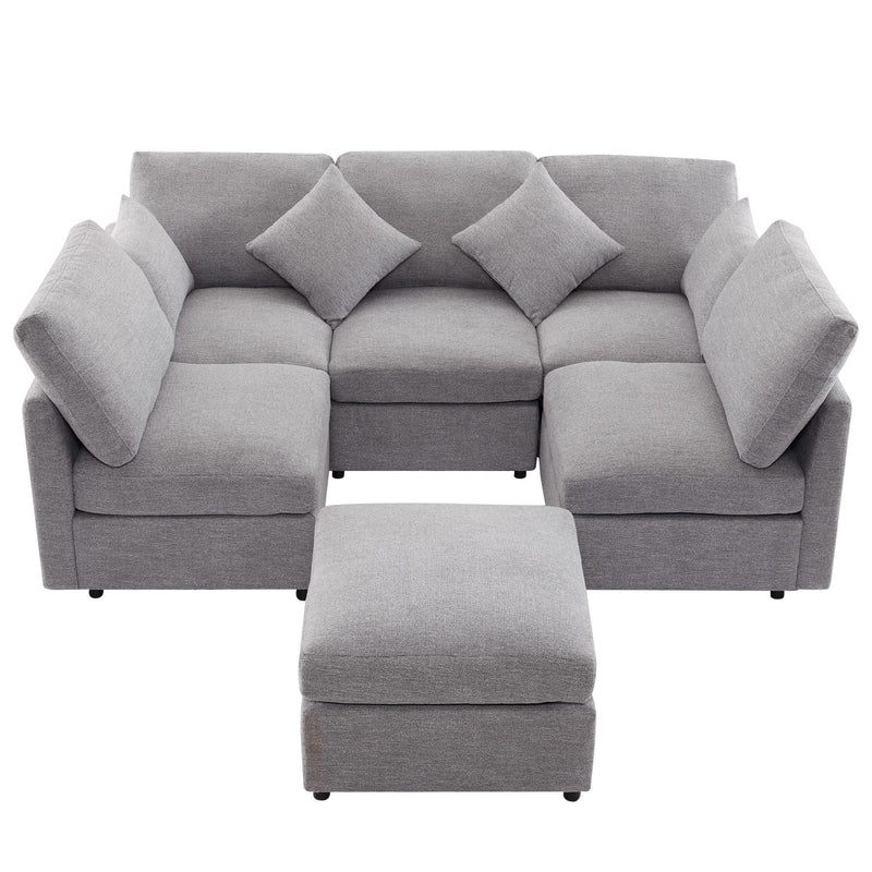Sectional Sofa Modular U-Shaped With Ottoman & USB Ports