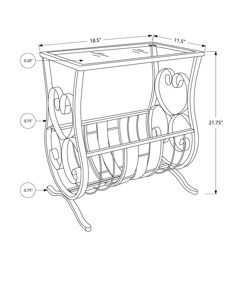 Accent Table Magazine Narrow For Living Room - Black