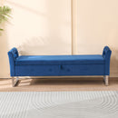 Wide Storage Soft Ottoman Bench With Armrests