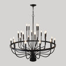 24 Light Chandelier Industrial Iron Candle Chandelier Modern Suspended Farmhouse Chandeliers Pendant Light Fixtures For Dining Room Bedroom Living Room Kitchen Island Foyer E12 Bulb (No Include) - Black