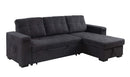 Toby - Woven Fabric Reversible Sleeper Sectional Sofa With Storage Chaise Cup Holder Charging Ports And Pockets