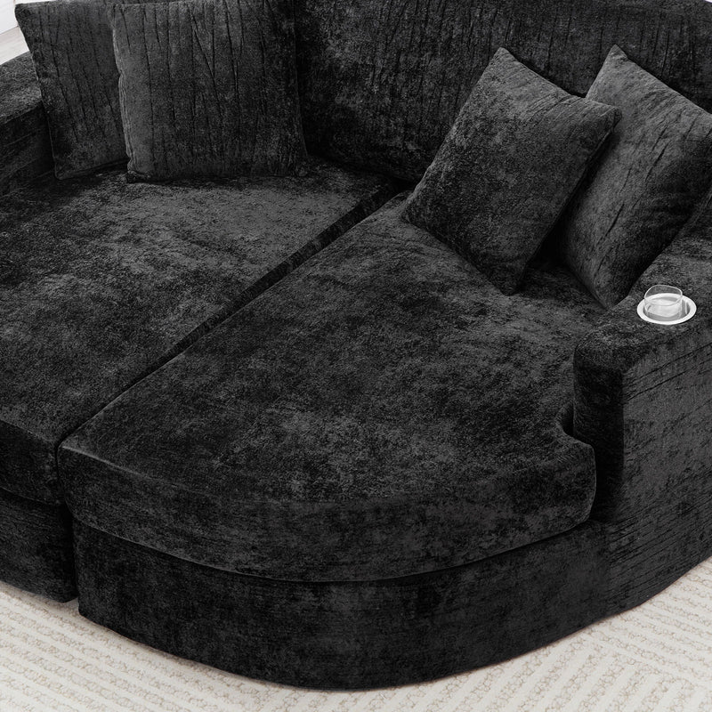 Boneless Design Upholstered Sofa Bed With Cup Holders