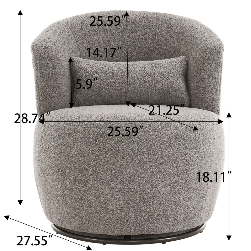 Swivel Accent Chair, Contemporary Round Armchair With 360 Degree Rotation And Metal Base For Living Room Elegance