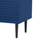 Side Cabinet With Adjustable Shelves And Geometric Door Panels - Navy Blue