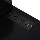 Modern Makeup Vanity Desk With Drawers Cabinet & Charging Port Engineered Wood Space Saving Design For Small Places - Black