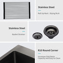 Topmount 16G Stainless Steel Kitchen Sink Deep Single Bowl - Gunmetal Black