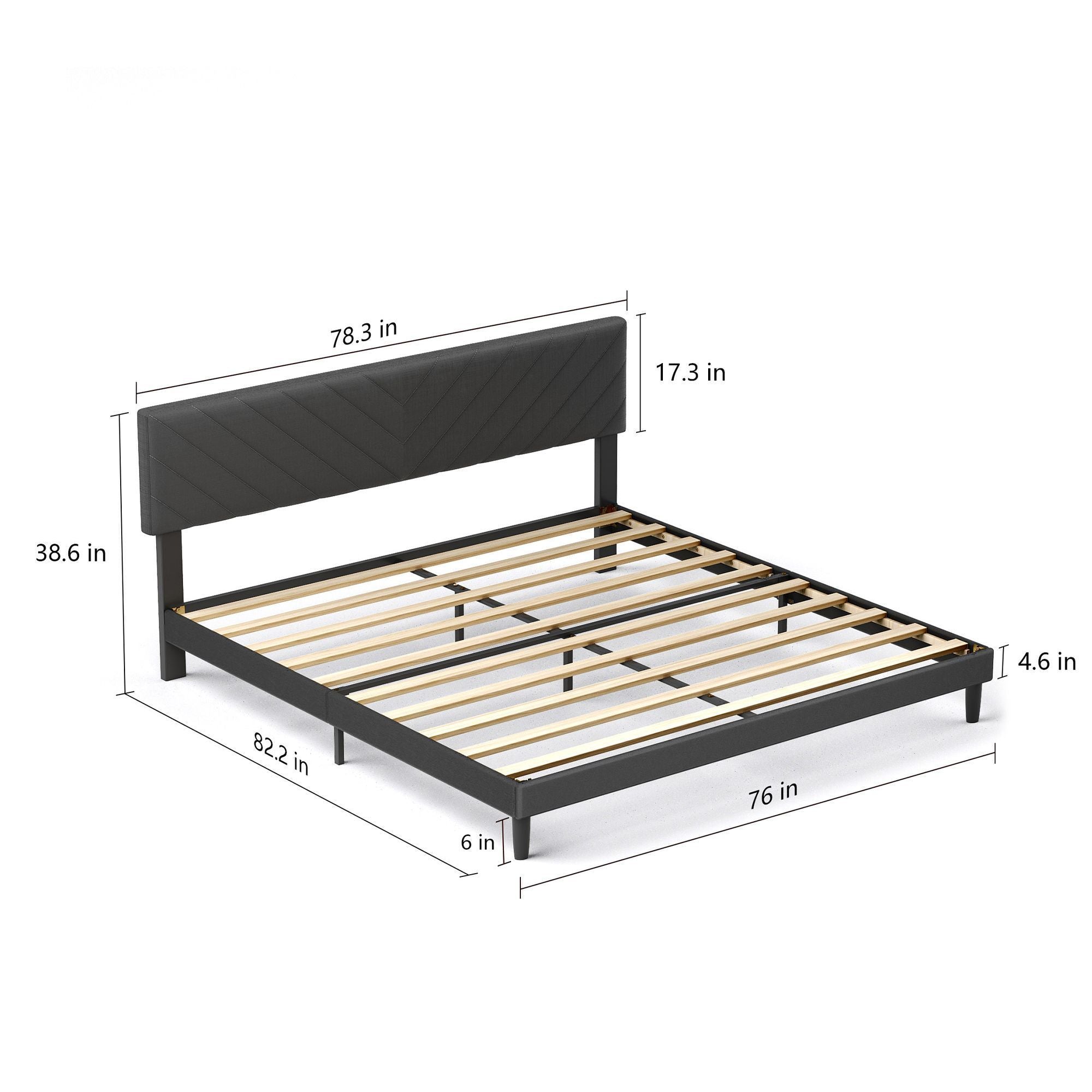 Upholstered King Size Bed Frame Platform with High-Adjustable Headboard and Solid Wood Slats Support, Strong Weight Capacity, Non-Slip and Noise-Free,No Box Spring Needed, Easy Assembly, Grey - Atlantic Fine Furniture Melbourne FL